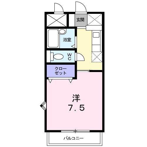 BLUE・SKY鴻川(1K/1階)の間取り写真