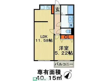 カムフォート登戸III(1LDK/1階)の間取り写真