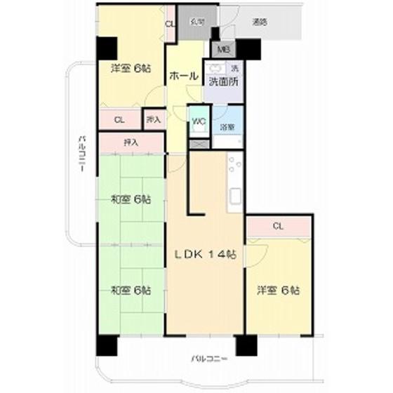 Mシティ夕顔瀬(4LDK/4階)の間取り写真