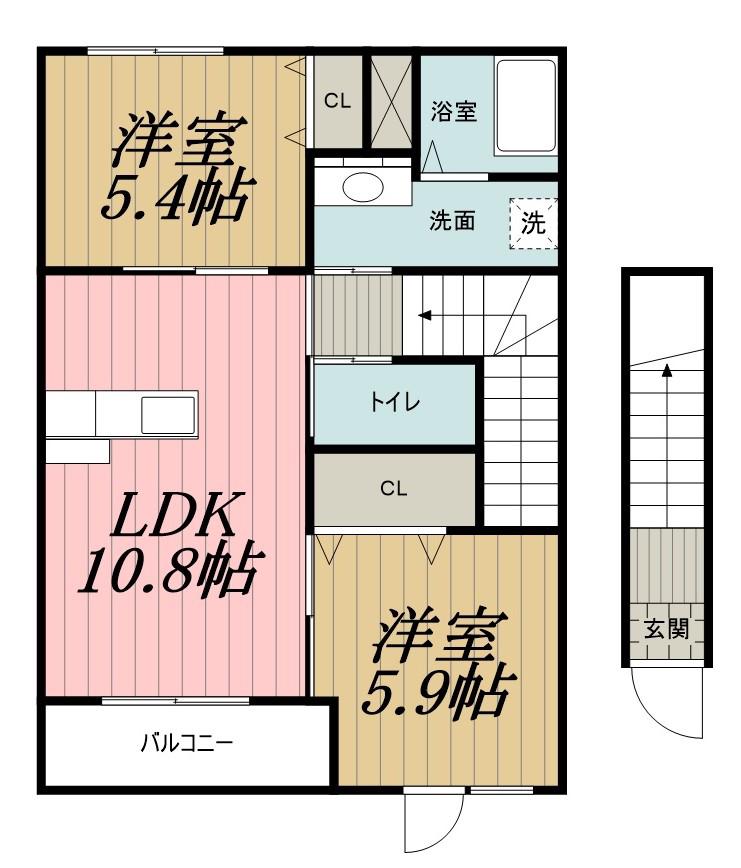 エンブレイス(2LDK/2階)の間取り写真