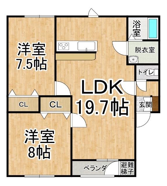 レジデンスコスモ(2LDK/2階)の間取り写真