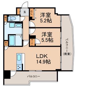 BRILLIANT VIEW CENTRAL PARK(2LDK/8階)の間取り写真