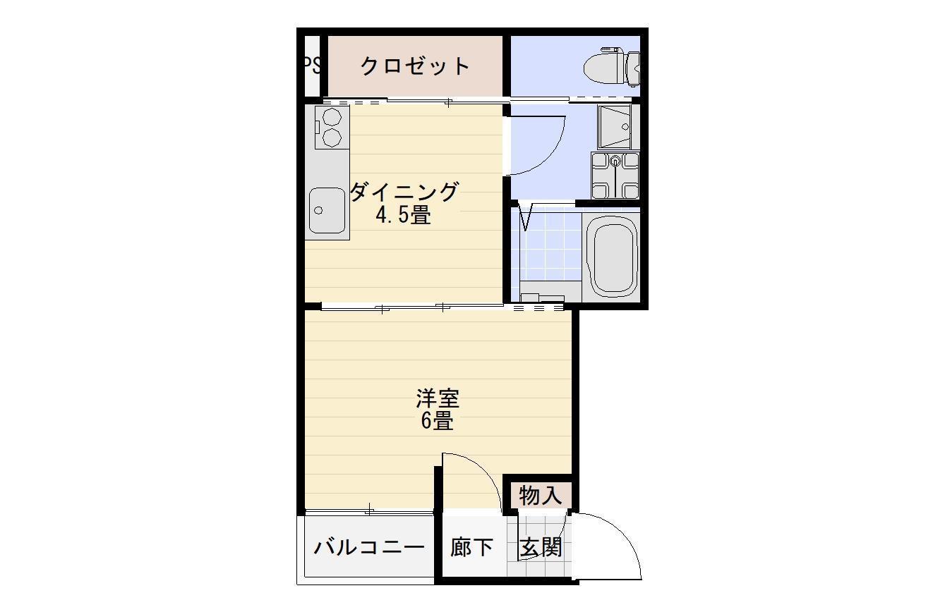 LARME(1DK/1階)の間取り写真