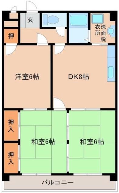 ドエル和泉(3DK/6階)の間取り写真