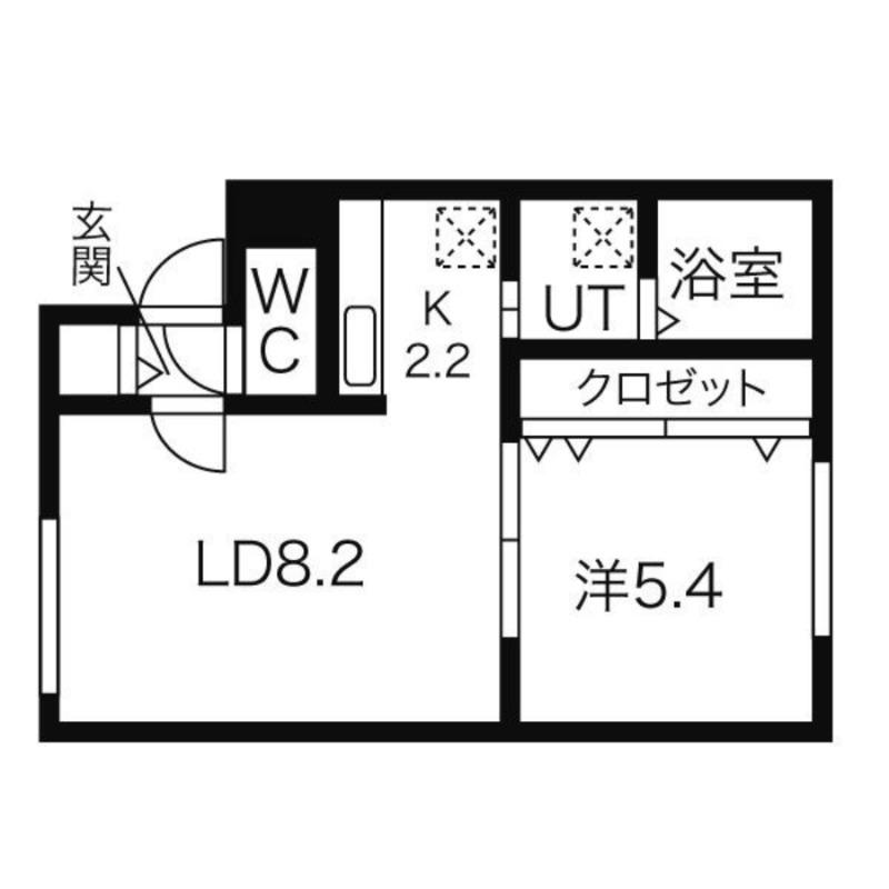 キューブ中の島2・3N(1LDK/2階)の間取り写真