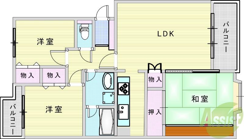 ラヴィベール箕面(3LDK/2階)の間取り写真