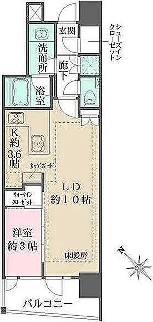 リビオ日本橋鞍掛ザレジデンス(1LDK/11階)の間取り写真