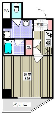 ウィンベル同心一丁目(1K/3階)の間取り写真