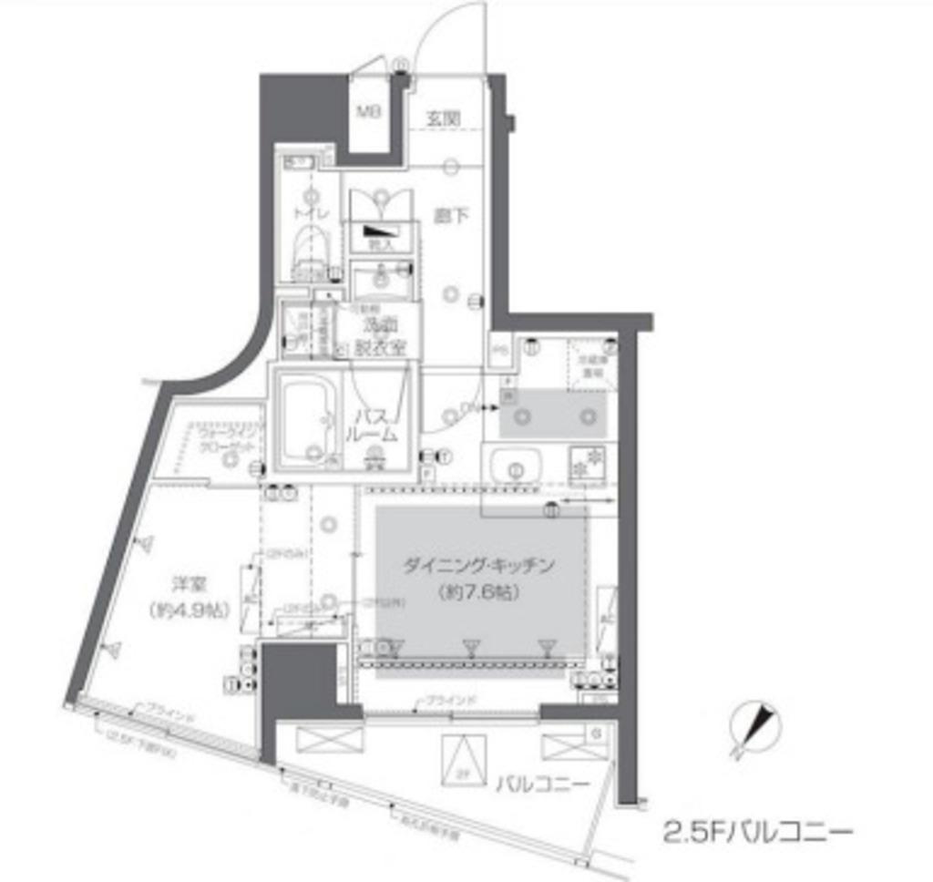 ズーム渋谷神山町(1DK/2階)の間取り写真