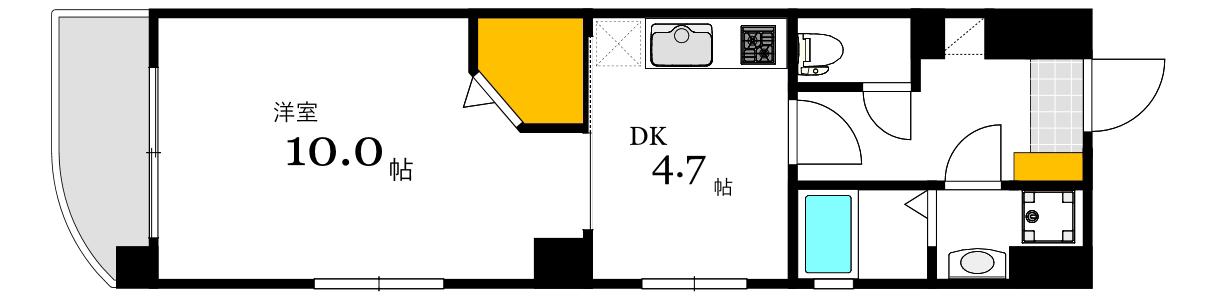 クレールHAKUSHIMA(1DK/8階)の間取り写真