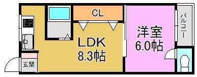 村田マンション(1LDK/2階)の間取り写真
