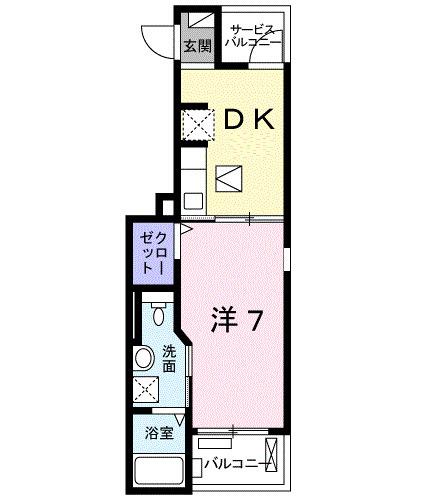 デュピエールイースト(1DK/1階)の間取り写真