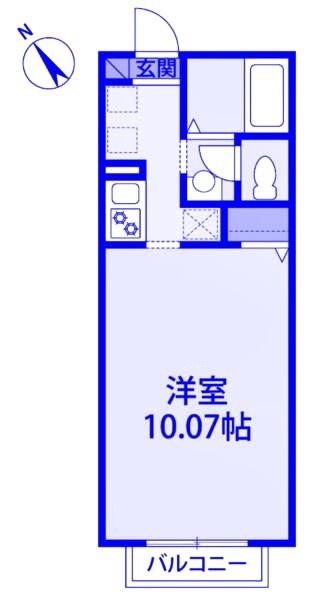 CORAL BLUE(1K/1階)の間取り写真