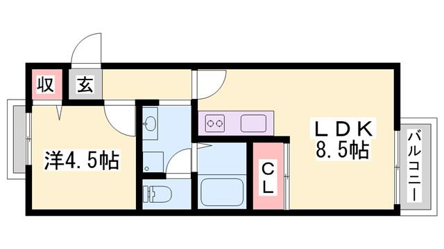 サンライフ広峰(1LDK/2階)の間取り写真
