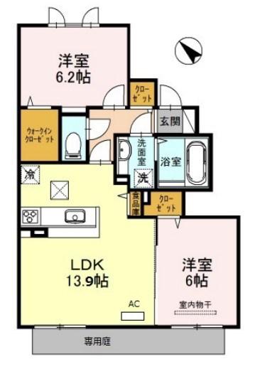 ＪＲ加古川線 神野駅 徒歩4分 2階建 築13年(2LDK/1階)の間取り写真