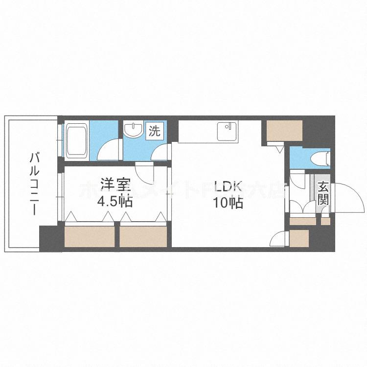 MID COURT 新大阪(1LDK/6階)の間取り写真
