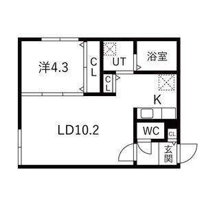 HERO YAMAHANA2(1LDK/3階)の間取り写真