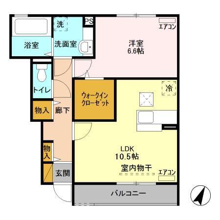 レジデンスMIYABI A(1LDK/1階)の間取り写真