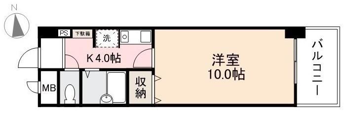 ロゼ花ノ宮(1K/2階)の間取り写真