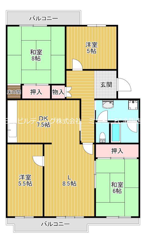 UR藤沢台第3 322号棟(4LDK/2階)の間取り写真