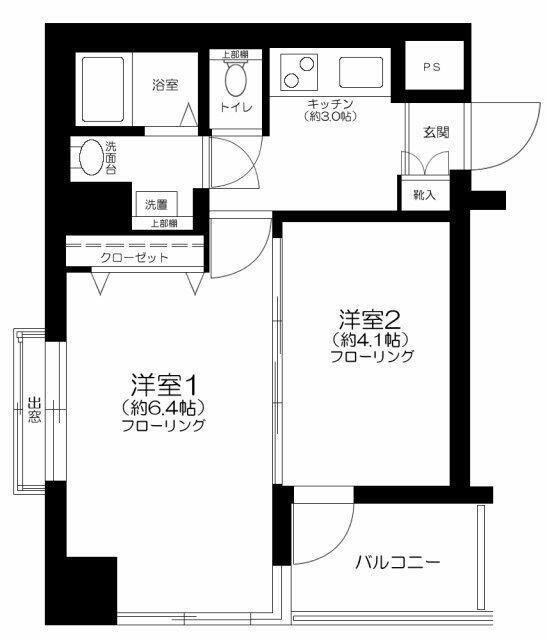 シティパレス横浜阪東橋(2K/2階)の間取り写真