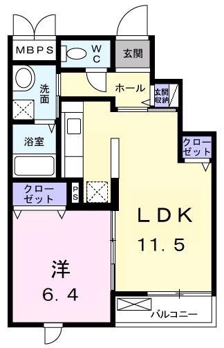 キーウィ(1LDK/3階)の間取り写真