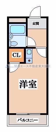 レインボーエム(1K/1階)の間取り写真