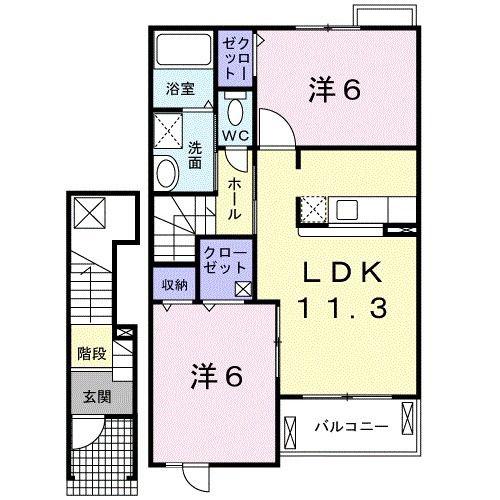 エアリーサイドIIB(2LDK/2階)の間取り写真