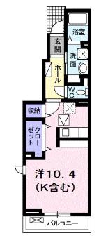 フィールド・サンIIB(ワンルーム/1階)の間取り写真
