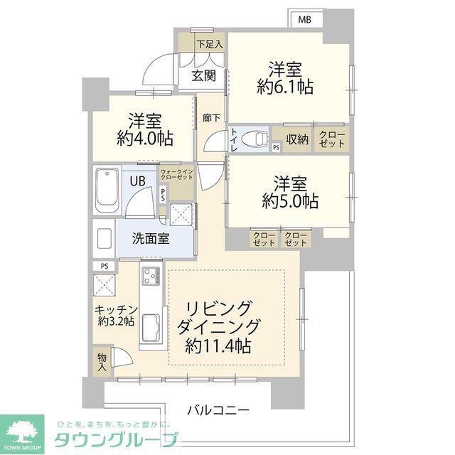 イニシア金町(3LDK/3階)の間取り写真