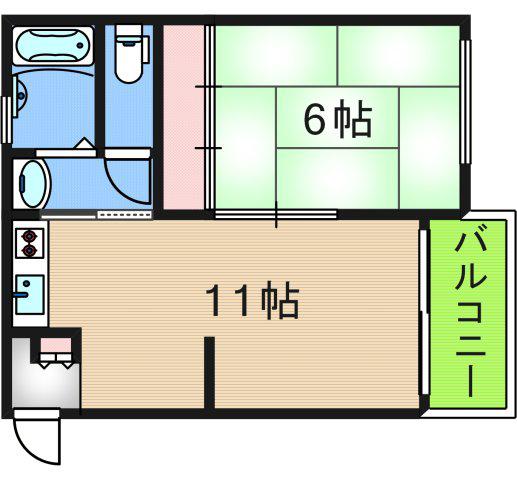 第1大西マンション(1LDK/2階)の間取り写真