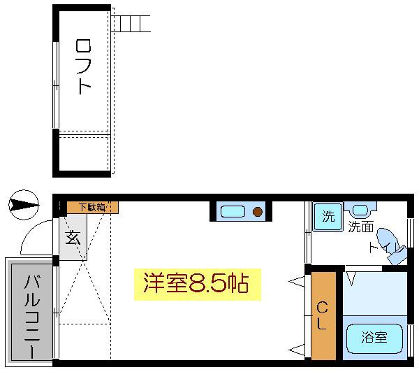 ティラージュ(ワンルーム/2階)の間取り写真