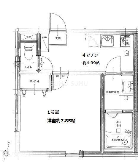 AS吉野町(1K/2階)の間取り写真