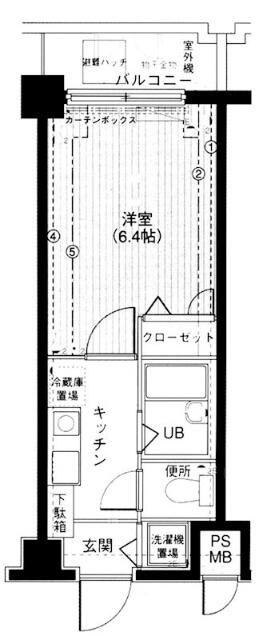 メインステージ椎名町(1K/5階)の間取り写真