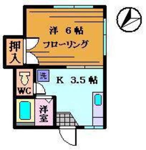 飛鳥山ガーデンハウス弐番館(1K/2階)の間取り写真