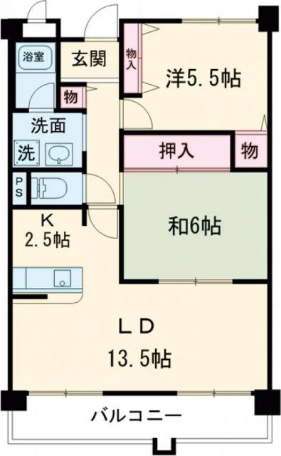 ベルデュール四條畷(2LDK/3階)の間取り写真