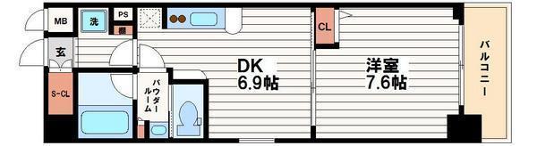 エステムコート心斎橋イーストIIラヴァンツァ(1DK/2階)の間取り写真