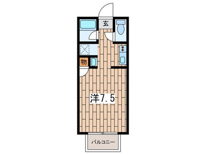 ツインビラ蒔田(ワンルーム/1階)の間取り写真