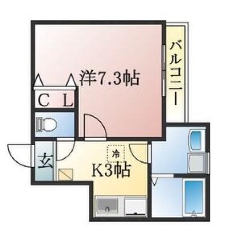 クレフラスト静岡大南(1K/1階)の間取り写真