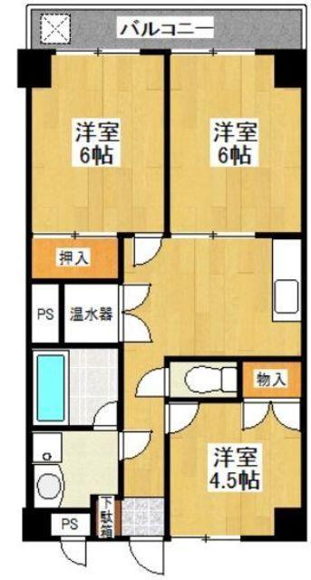 ロイアルハイツ戸塚(3DK/4階)の間取り写真