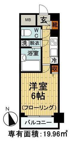 スカイコート後楽園ウエスト(1K/13階)の間取り写真