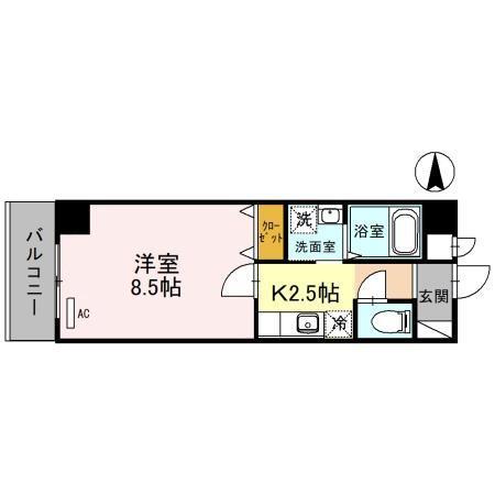 MAPLE夕陽丘(1K/6階)の間取り写真