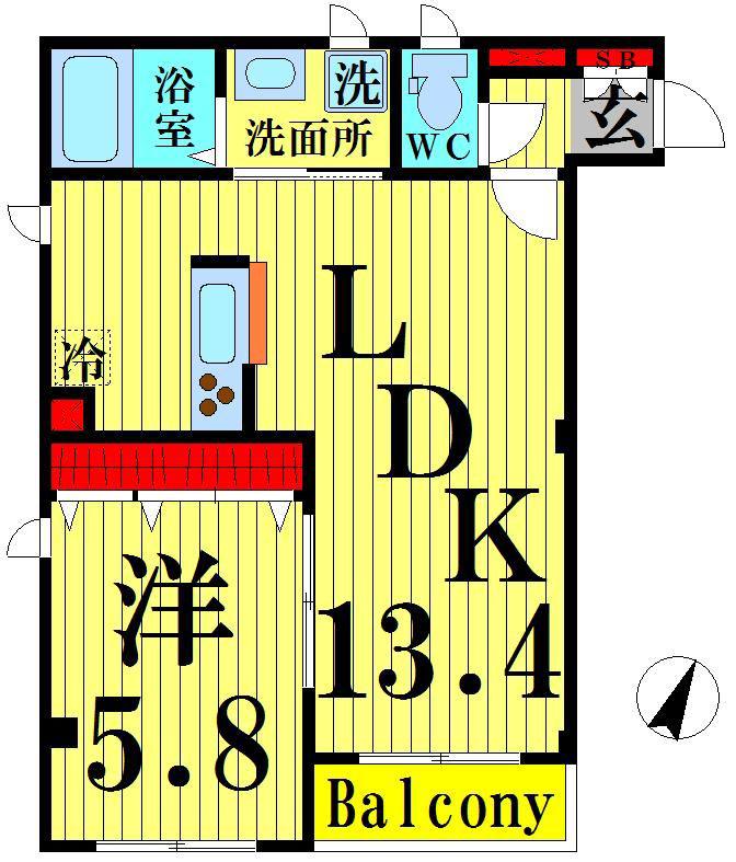 ラシーネ扇サクラ(1LDK/3階)の間取り写真