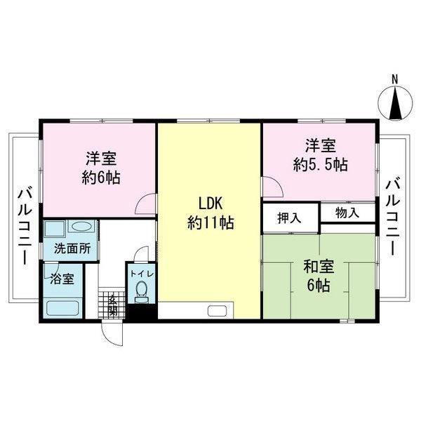 パミール香貫(3LDK/2階)の間取り写真