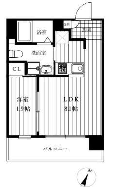 アルバプレイス平尾(1DK/9階)の間取り写真