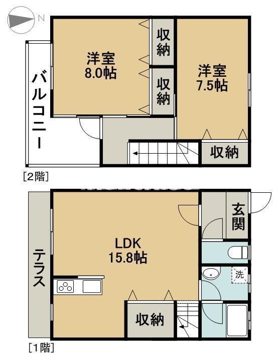 メゾンド・墨 弐号館(2LDK/1階)の間取り写真