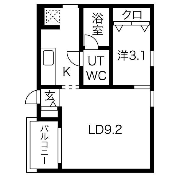 コレクション黒川(1LDK/3階)の間取り写真