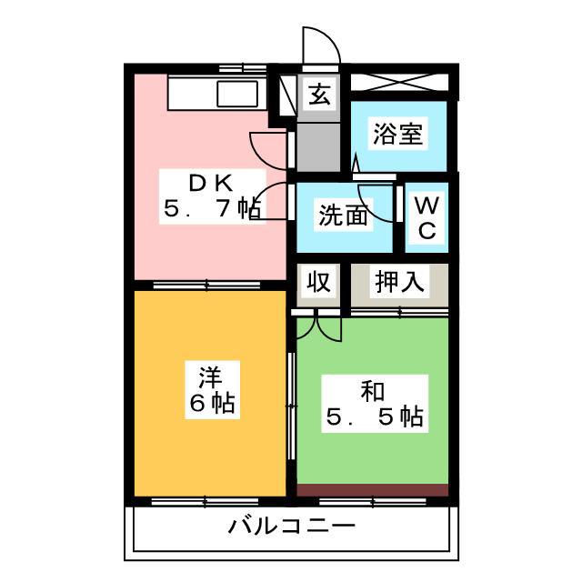 パークサイドエムエス(2K/2階)の間取り写真