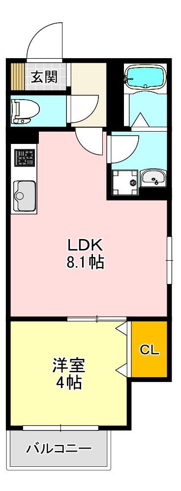 D PORTA CACTO(1LDK/3階)の間取り写真