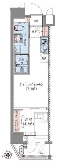 CREATIF蔵前(1DK/3階)の間取り写真